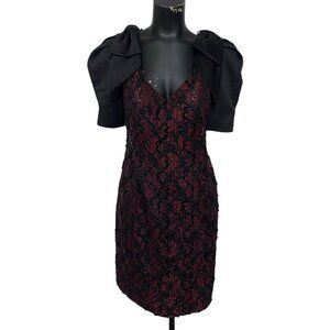 Vintage Late Edition Sequins Evening Dress Burgundy Black Size 14